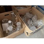 Two boxes of glassware to include Waterford Crystal table Lamp Certificate