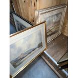 A pair of watercolours by Richard Akerman and another indistinctly signed.