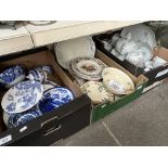 Three boxes of ceramics inc. blue and white and Narumi dinnerware
