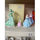 4 Coalport figures including a boxed figure 'Sentiments - Coming of age'