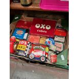 A box of vintage tins and boxes, 22 in total.