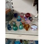 14 glass paperweights including Mdina and Scottish