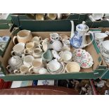 Box of small pottery items including small jugs etc