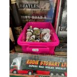 A collection of assorted collectable trinket boxes, together with a Beatles Abbey Road LP and a