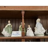 4 Royal Doulton figures including Ltd Edition 'Hope' and a ceramic Royal Doulton advertising sign