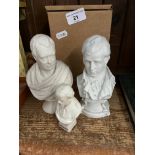 Three miniature busts, two by W H Goss.