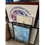 A movie poster "Blast-Off" from 1967 together with a song map, a French wine map and an