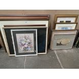 Various pictures including a still life watercolour & signed limited edition prints.