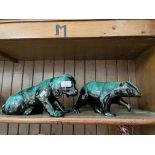 Blue Mountain pottery ( Canada)- 2 large animal figures, largest approx 34cm long