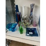 Art glass - 9 items, tallest approx. 30cm