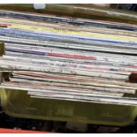 A box of LP vinyl records.