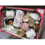 A box of assorted ceramics and glass including Aynsley etc.