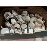 Box of tea & coffee wares - approx 82 pieces including Royal Doulton 'Cadenza', Royal Albert '