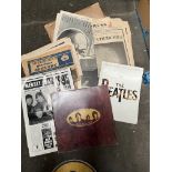 A collection of Beatles items, Love Songs LP, Newspapers, calender, etc.