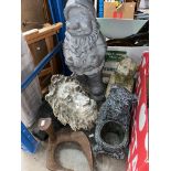 Assorted garden related items including ornaments, metal ware etc.