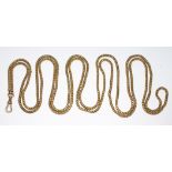 A box link guard chain, Albert clasp, marked '9c', length 146cm, wt. 27.6g.