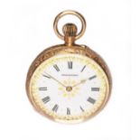 A ladies 9ct gold pocket watch, signed 'Deadnort', diam. 35mm, inner and outer cases marked 9ct gold