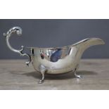 A hallmarked silver sauce boat, length 19cm, wt. 4ozt.