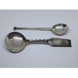 A Norwegian silver spoon by Brodrene Lohne, length 14.5cm, together with a hallmarked silver spoon.