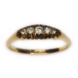 An antique five stone diamond ring, total approx. diamond wt. 0.10cts, sponsor 'D&F', Birmingham,