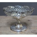 An Edwardian pedestal bowl, scroll rim, pierced dish, domed foot, Horace Woodward & Co Ltd, London
