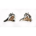 A pair of Clogau silver ear studs modelled as Welsh harps.