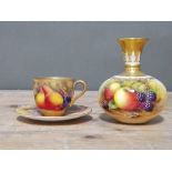 Royal Worcester painted fruit comprising a matched cup and saucer signed 'W. Bee' and 'W Hale' and a