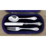 A Victorian cased silver christening set, Henry Wilkinson & Co, Sheffield 1871/72.