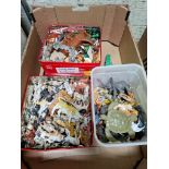 A box of plastic model toys to include zoo & farmyard animals etc.