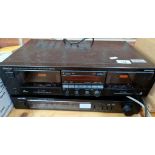 A Rotel stereo tuner AT-830AL & a Denon stereo double cassette tape deck DRW-750.