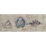 A group of 3 sweetheart brooches to include a West Riding 1900 hallmarked silver regimental