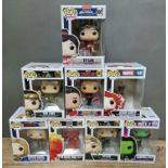 A box containing 8 boxed Marvel Pop figures.