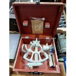 A circa 1980s German "Ocean Fleets" sextant, in wooden case.