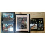 A group of three framed signed photographs and race cards featuring Rachel Blackmore, some signed by