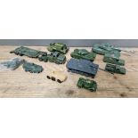 A collection of Dinky die cast model military vehicles.