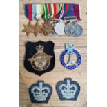 WWII and later group of eight, awarded to F Crook RAF with associated badges etc.