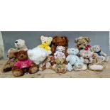 A box of assorted teddys to include Cliff Richard collection, Burberry, Pudsey, Boyds & BArtons