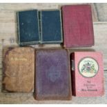 A collection of six vintage miniature books including Plato, Songs etc.