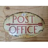 A 1930s double sided enamel POST OFFICE oval sign 45.5cm x 29.5cm.