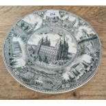 Mormon Interest, an Adams pottery plate, transfer printed scene depicting Temples of The Latter