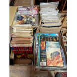 Four boxes of various comics to include Aliens, DC, Judge Dredd, The Invisibles, etc