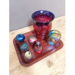 Seven pieces of assorted glass including Ditchfield, Pheonician and Murano etc.