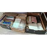 Three boxes of assorted philately to include books (Postmarks,stamps & postcards), stamps &