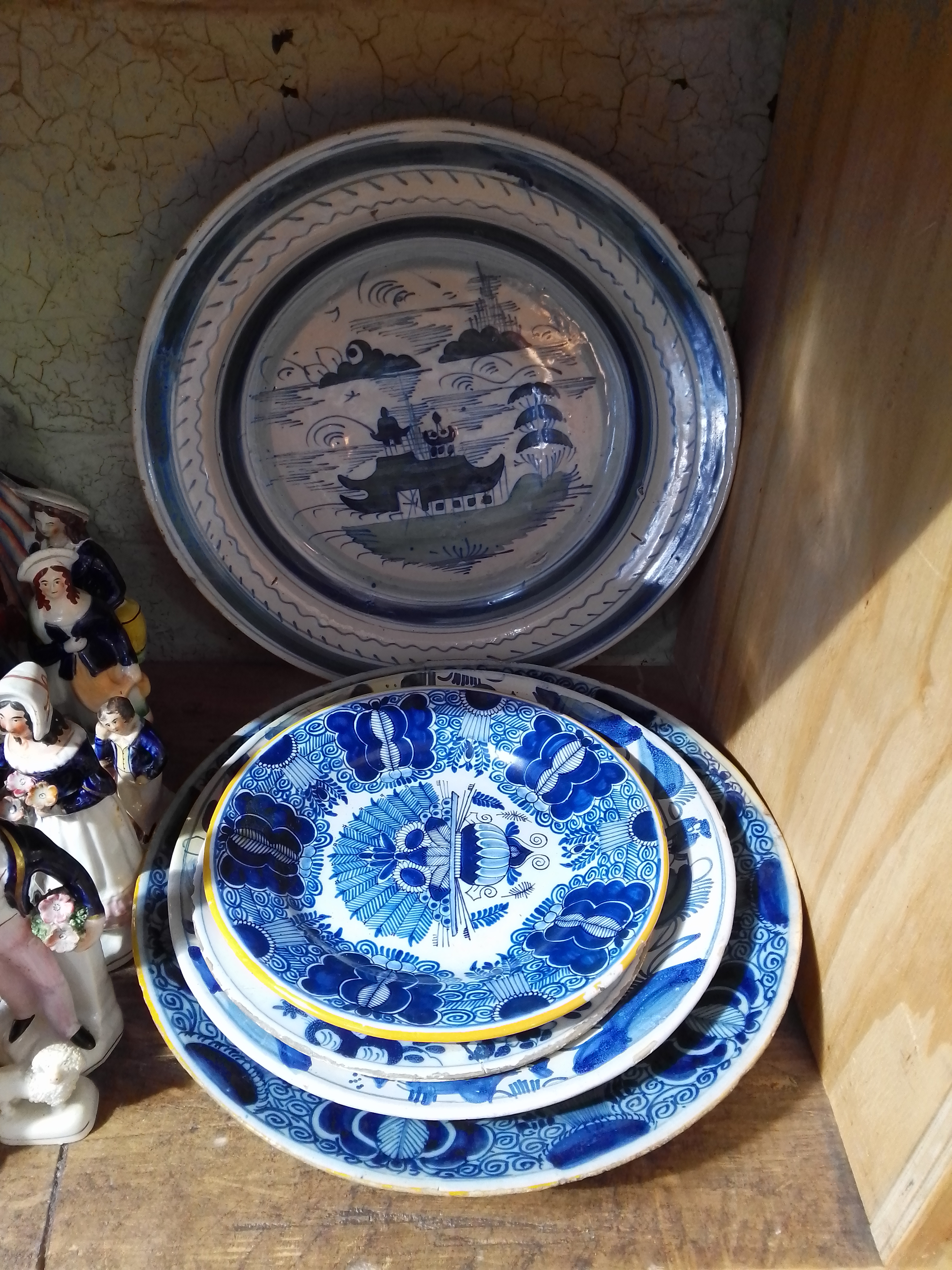 A group of six delft dishes.