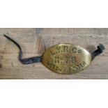 L.Y.R Co ( Lancashire and Yorkshire Railway Company ), No 78 Out Door Porter brass plaque with