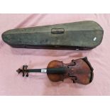 A 19th century violin, two piece back, bearing Antonius Stradivarius label on the inside, back