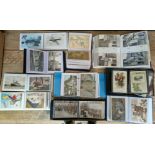 A box of assorted GB postcards to include an album of 'from the original drawing by Ranolph