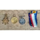 A trio of WW1 medals awarded to 10988 PTE. J. Daniel. Manchester Regiment to includde a George V