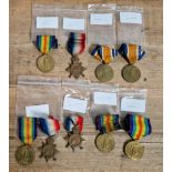 A tray of nine WW1 medals - 101795 S. STH. A. Melling RHA, 315760 PTE. J.H. Carne Devon. R. , 3543
