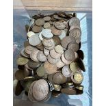 A tub of British coins